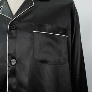 Pyjamas en polyester moelleux classiques et élégants pour hommes de la famille, vêtements de nuit noirs chauds de haute qualité grande taille pour hommes - Product Image 3