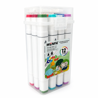 Marqueurs à alcool double embout, 12 couleurs, pointe fine et biseautée, pour dessin et coloriage, fournitures scolaires pour enfants, vente en gros