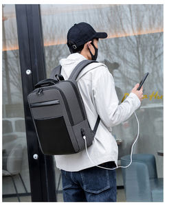 Sac à dos pour ordinateur portable, sac à dos d'école imperméable pour hommes, logo personnalisé, OEM, entreprise, USB - Product Image 3