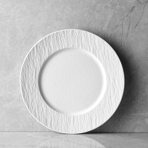 Plato Trinche De porcelana, conjunto De platos De roca, Vajilla De cerámica negra para servir platos para Catering, restaurante y Hotel De estilo mexicana para bodas - Product Image 4