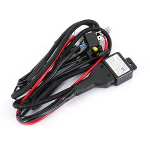 Universal 35W 12V Xenon Headlight Wiring Harness HiLo HID Battery Relay Wire Connector Cable Automotive Wiring Harness