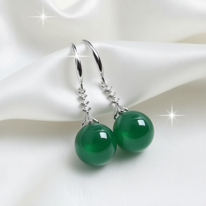 Pendientes Clásicos de Plata 925 con Colgante de Bola de Piedra Preciosa Verde para Mujer, Joyería con Engaste de Garra para Uso Diario - Product Image 2