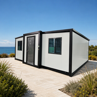 Maison préfabriquée pliable 20FT avec structure en acier et plancher SPC, cabane de vacances, villa de plage, unité monobloc pour séjour court, idéale pour camping et bord de piscine