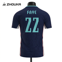 Maglia da Calcio Personalizzata di Alta Qualità con Stampa Digitale, Uniforme OEM Blu Navy Jacquard, Maglia da Calcio con Scollo a V Traspirante per Squadre