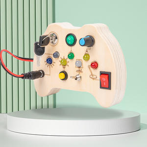 Interruttore a LED in legno scheda occupata elettronica cognizione del colore giocattoli educativi per bambini <span class=keywords><strong>educazione</strong></span> <span class=keywords><strong>fisica</strong></span> precoce - Product Image 3