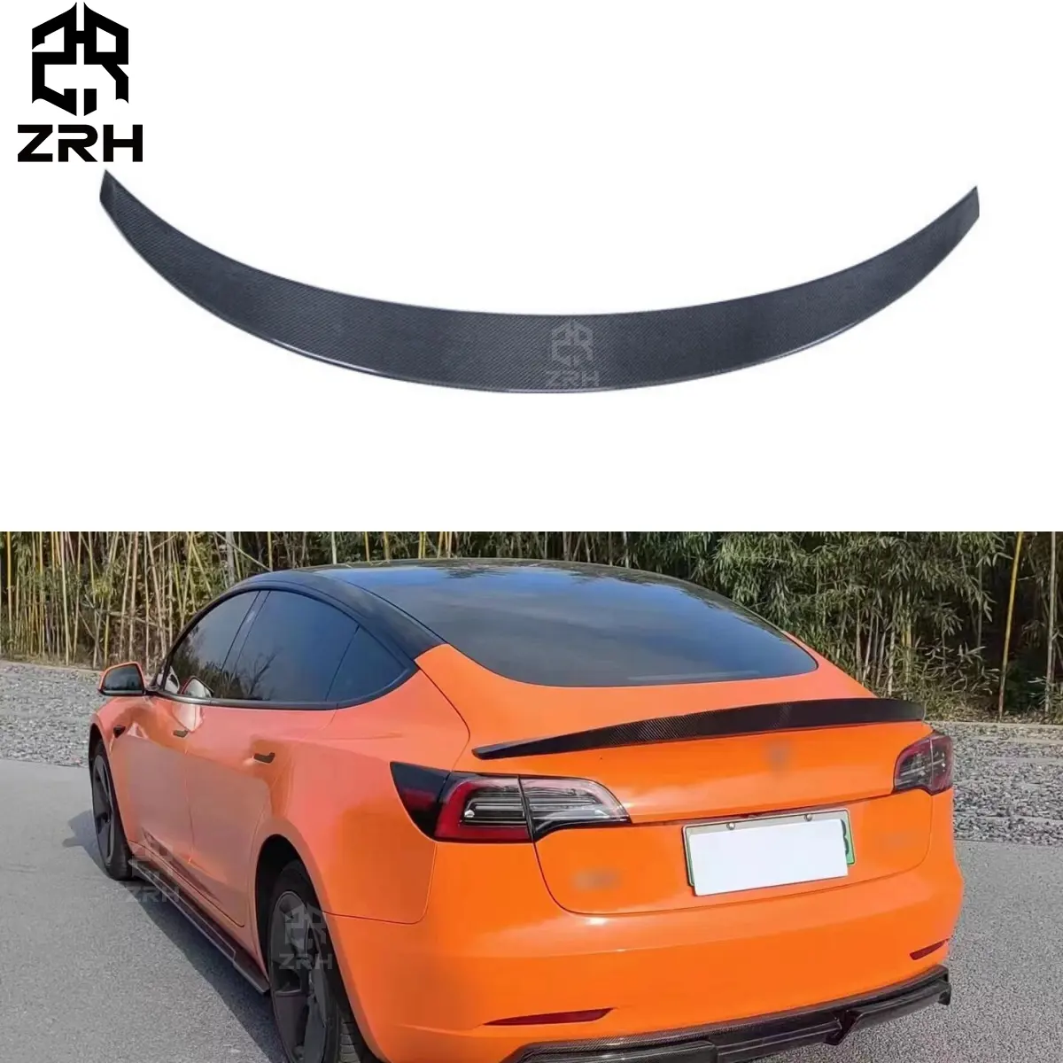 Alerón trasero de fibra de carbono de autoparte para Tesla Model 3 Spoiler ART Style Spoiler trasero