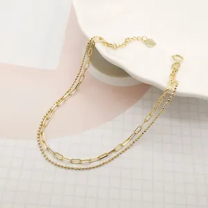 New Arrival 14K Solid Gold Double Chain Link Bracelet Fashion Custom Bracelet In 14K Real Solid Gold