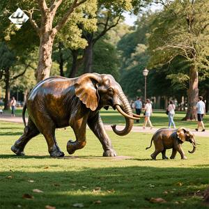 منحوتة برونزية كبيرة للحدائق العامة على شكل فيل بحجم طبيعي، تحفة فنية جميلة لتزيين الحدائق وتمثال للأطفال والآباء - Product Image 1