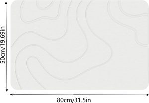 Tapis de douche super absorbant, séchage instantané, motif pierre, design vague, disponible à la vente - Product Image 3