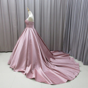 Robe de bal en satin pour mariée, robes de soirée sexy, robes de cérémonie plissées Mz0002 - Product Image 4