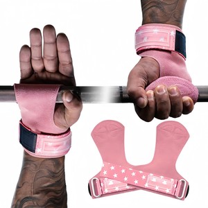 Professional Custom Logo 3.5mm Double Cowhide Leather Weightlifting Grips Anti-Slip Gym Hand Grips with Padded Wrist Support - Product Image 1