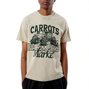 เสื้อยืดแขนสั้นลำลองพิมพ์ลาย Carrots Farmers Market สำหรับผู้ชาย เสื้อป๊อปลินระบายอากาศสำหรับฤดูร้อน ดีไซน์โลโก้ด้านหน้า - Product Image 1