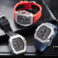 Montre-bracelet TSAR BOMBA pour homme avec mouvement à quartz VK67 en forme de boîtier Tonneau importé du Japon et bracelet en silicone