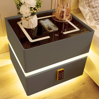 Mobilier de Chambre : Table de Chevet Moderne avec Serrure, Chargeur, et Verre Intelligent, Table d'Appoint avec Recharge Sans Fil