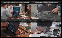 Dreifach Tragbarer Monitor-Erweiterer Vollaluminium QuadScreens 3x15,6" FHD 1080P HDR IPS USB-C & HDMI Kompatibel mit 11-18"Laptops