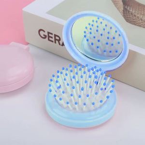 Travel Custom Logo <b>Foldable</b> Hair Brush Mini Folding Hair Brush With Makeup <b>Mirror</b> - Product Image 4