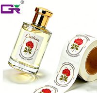 Étiquettes cosmétiques personnalisées en vinyle imperméable avec estampage à chaud en feuille d'or, adhésif durable, étiquettes en rouleau pour flacon de parfum, logo personnalisé
