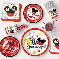 Articles de fête d'anniversaire pour enfants, vaisselle jetable avec assiettes et serviettes pour célébrations