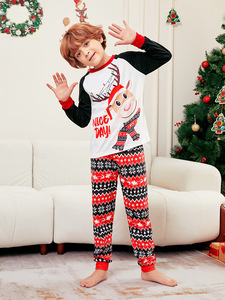 Geïndividualiseerde schattige rendierfamilie thermische dames winter kerstpyjamaset - Product Image 4