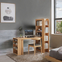 Poste de travail multifonctionnel en bois avec design compact et rangement bibliothèque pour étudiants, chambre à coucher ou hôtel