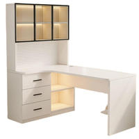 Escritorio de Computadora de Madera con Estantería Integrada, Escritorio de Estudio para Dormitorio, Escritorio con Panel Perforado y Cajón para el Hogar, Estudiantes y Oficina