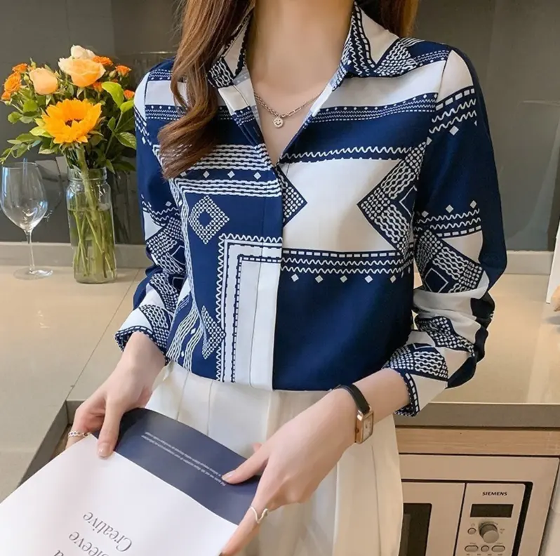 2023 New Fashion Printing Ladies Shirts Women's Blouses Spring Autumn Long Sleeve Shirts Tops Blusas Mujer