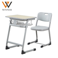 Ensemble de chaise de bureau ergonomique moderne réglable en hauteur pour étudiant avec tiroir de rangement en plastique écologique pour salle de classe et salle d'étude
