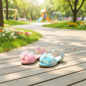 Sandales à rubans style coréen OZKIZ pour filles de 2 à 7 ans – Été, bout ouvert, fleurs, respirantes, couleur unie – Vente en gros, mode enfantine - Product Image 3