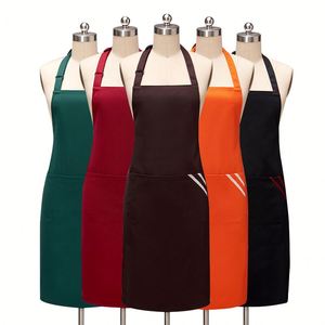 Wholesale Aprons Custom logo Embroidered Restaurant Kitchen Waiter with Double Pockets Adjustable Waterproof Work <b>Clothes</b> Aprons - Product Image 3