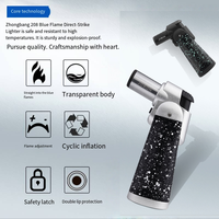 Briquet torche à flamme jet au gaz butane rechargeable avec logo personnalisé, idéal pour le barbecue en extérieur, coupe-vent, pour cigarettes et cigares