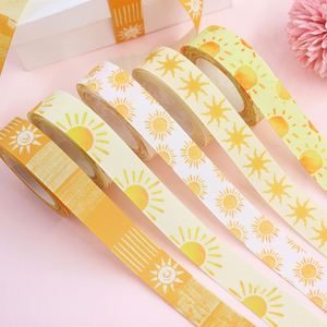 Ruban gros-grain polyester brillant de haute qualité, motif soleil, 2,2 cm x 10 yards, idéal pour les cadeaux de fête et la décoration de gâteaux - Product Image 1