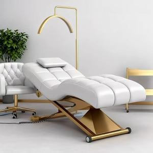 Muebles de Salón Modernos de Lujo en Dorado, Cama de Masaje Facial Eléctrica de 1 Motor, Mesa Cosmética, Silla, Cama para Spa Facial y Pestañas - Product Image 2