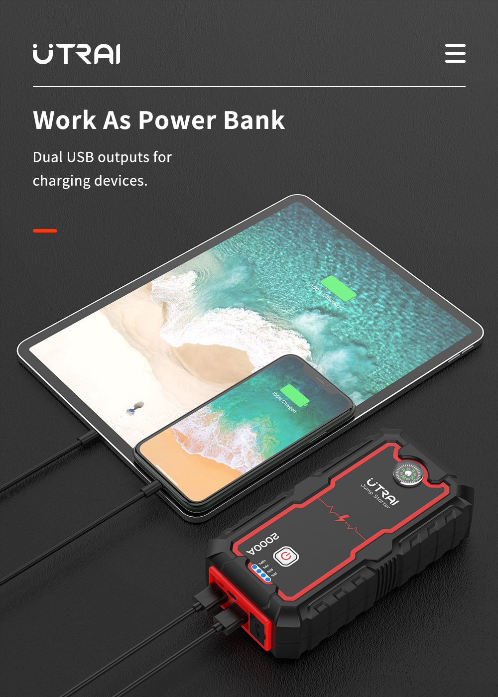 Jump Starter with a Power Bank 2000A/22000 mAh