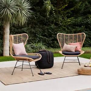 Outdoor Garten Rattan Esszimmer lässig Möbel Balkon weiche Dekoration Design Tee tisch dreiteiliges Set