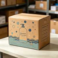 Lot de 30 cartons de cuisine en carton ondulé recyclable pour savon vaisselle aux agrumes personnalisé, action rapide, livraison express en 72h, emballage en gros