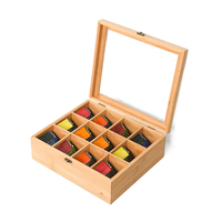 Boîte de rangement à thé en bois de bambou écologique, décoration moderne pour la maison, avec 12 compartiments et design multifonctionnel