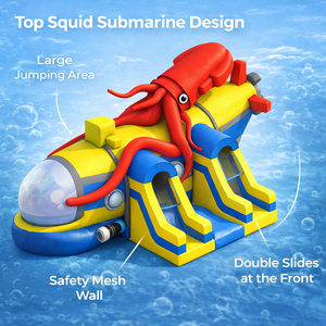 <span class=keywords><strong>Casa</strong></span> Gonfiabile a Tema Sottomarino con Doppio Scivolo, in PVC Resistente <span class=keywords><strong>di</strong></span> Grado Commerciale, per Feste per Bambini e Noleggio - Product Image 1