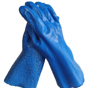 <span class=keywords><strong>Guanti</strong></span> di Sicurezza in Spugna di Cotone Rivestiti in PVC Blu - <span class=keywords><strong>Guanti</strong></span> Antiscivolo Resistenti agli Agenti Chimici con Manica Lunga 35cm per Lavoro Industriale - Product Image 2