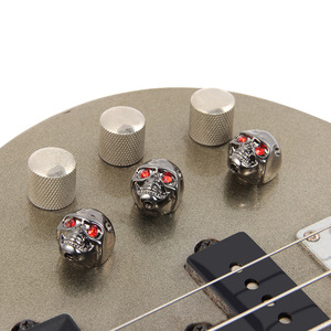 4 Skull Head Metal Electric Guitar/Bass <strong>Volume</strong> <strong>Knob</strong> Potentiometer Cap with Wrench - Product Image 4