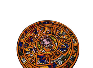 Parche Bordado del Calendario Maya del Día del Juicio Final de 3.5 Pulgadas con Piedra Solar Azteca V01113 - Product Image 5