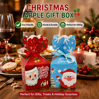 Boîte cadeau portable de Noël pour bonbons aux pommes, emballage en papier pliable, autoportante avec fermeture à ruban pour les boutiques et les cadeaux promotionnels