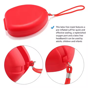 Máscara de rescate <span class=keywords><strong>CPR</strong></span> de válvula única en estuche rígido rojo Resucitador de bolsillo para niños adultos con correa elástica Bordes acolchados por aire - Product Image 6