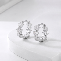 Boucles d'oreilles Huggie Muweike en argent sterling 925 vermeil avec zircon, forme étoile à cinq branches géométrique, pour femmes, bijoux fins