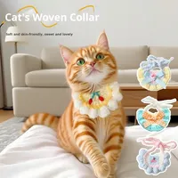 Accessoires de fête pour animaux de compagnie : Ensemble bavoir à pompons et chapeau pour chat et chiot, thème Joyeux Anniversaire, pour chiens