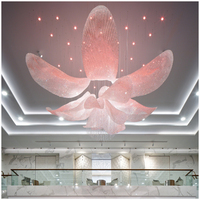 Lustre de hall d'hôtel moderne personnalisable Grand plafonnier de luxe en belle forme de fleur avec télécommande