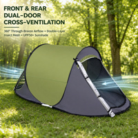 Tente de camping pop-up 1-2 personnes, 1 chambre, 2 portes, abri solaire Oxford pliable, tente de plage instantanée, portable, pour voyage, avec tapis de sol