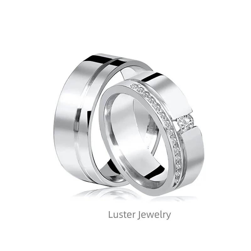 Luster jewellery 10/14/18k ring couple love, real gold wedding ring, 925 silver ring with moissanite diamond