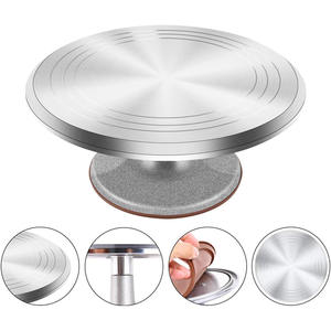Set Alat Dekorasi kue, 15 buah alat hias kue profesional 12 inci aluminium Aloi meja putar - Product Image 4