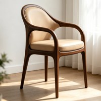 Chaises de salle à manger modernes de style nordique minimaliste en bois massif couleur noyer avec dossiers en cuir pour bars à domicile, hôtels
