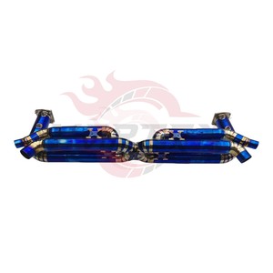 ท่อไอเสีย Vortex Premium Full Burnt Blue Titanium Catback สำหรับ Porsche 911 991.2 Turbo S แบบ Equal Length X-Pipe พร้อม Muffler Delete - Product Image 3